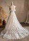 Romantic Off-Shoulder Floral Lace Wedding Dress with A-Line Silhouette
