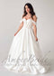 Modern Satin A Line Wedding Dress with Off Shoulder Sleeve