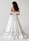 Modern Satin A Line Wedding Dress with Off Shoulder Sleeve