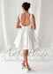 Satin Square Neck Bubble Hem Short Wedding Dress