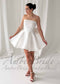 Short Strapless Satin Wedding Dress with Detachable Bow
