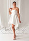 Short Strapless Satin Wedding Dress with Detachable Bow