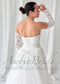 Floral Applique Strapless A-Line Wedding Dress with Slit and Detachable Long Sleeves