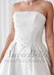 Pearl Embellished Strapless Satin Ball Gown Wedding Dress