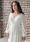 Simple A Line Chiffon Wedding Dress with Long Puffy Sleeves and Slit