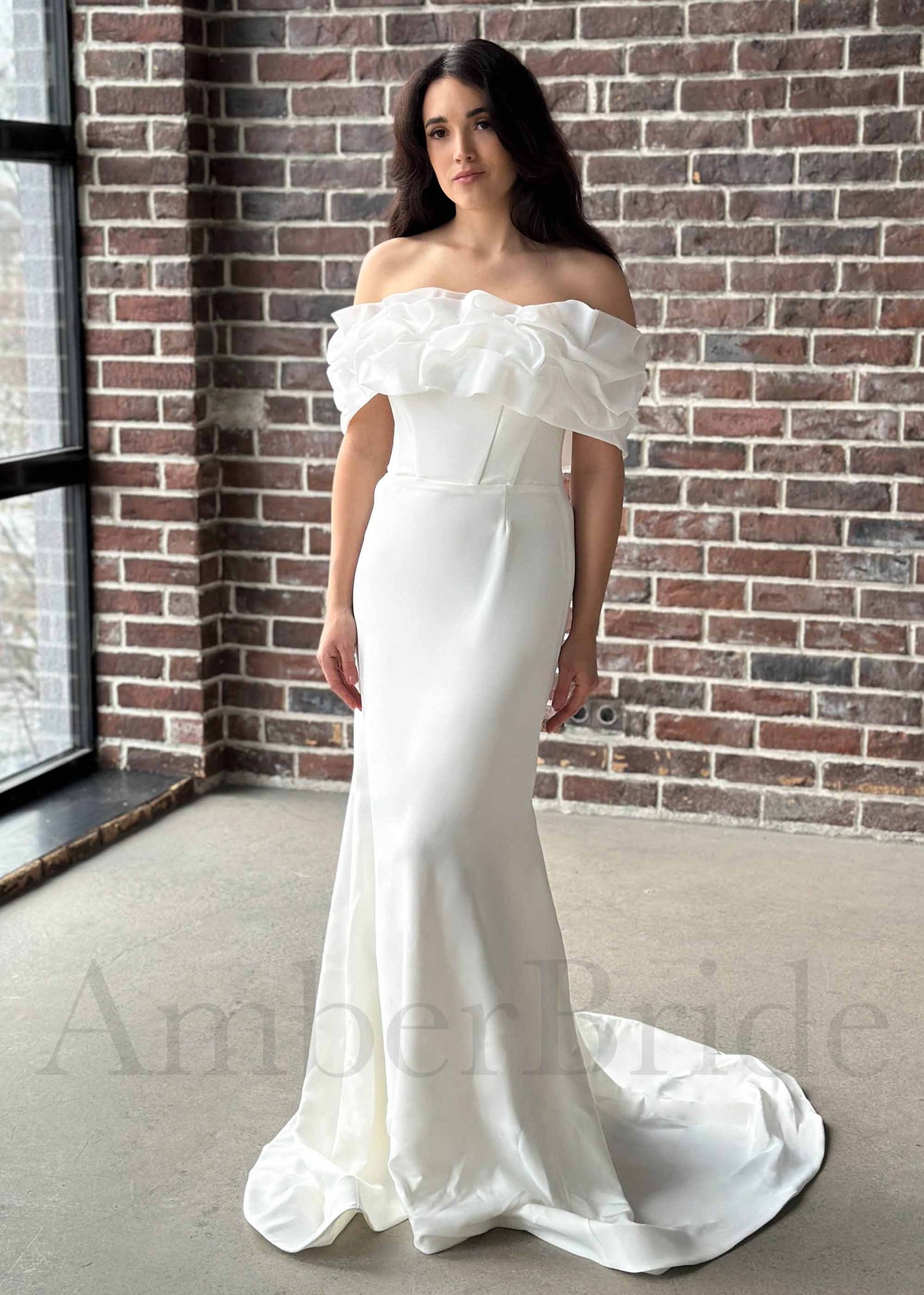 Strapless Mermaid Satin Wedding Dress with Off Shoulder Design
