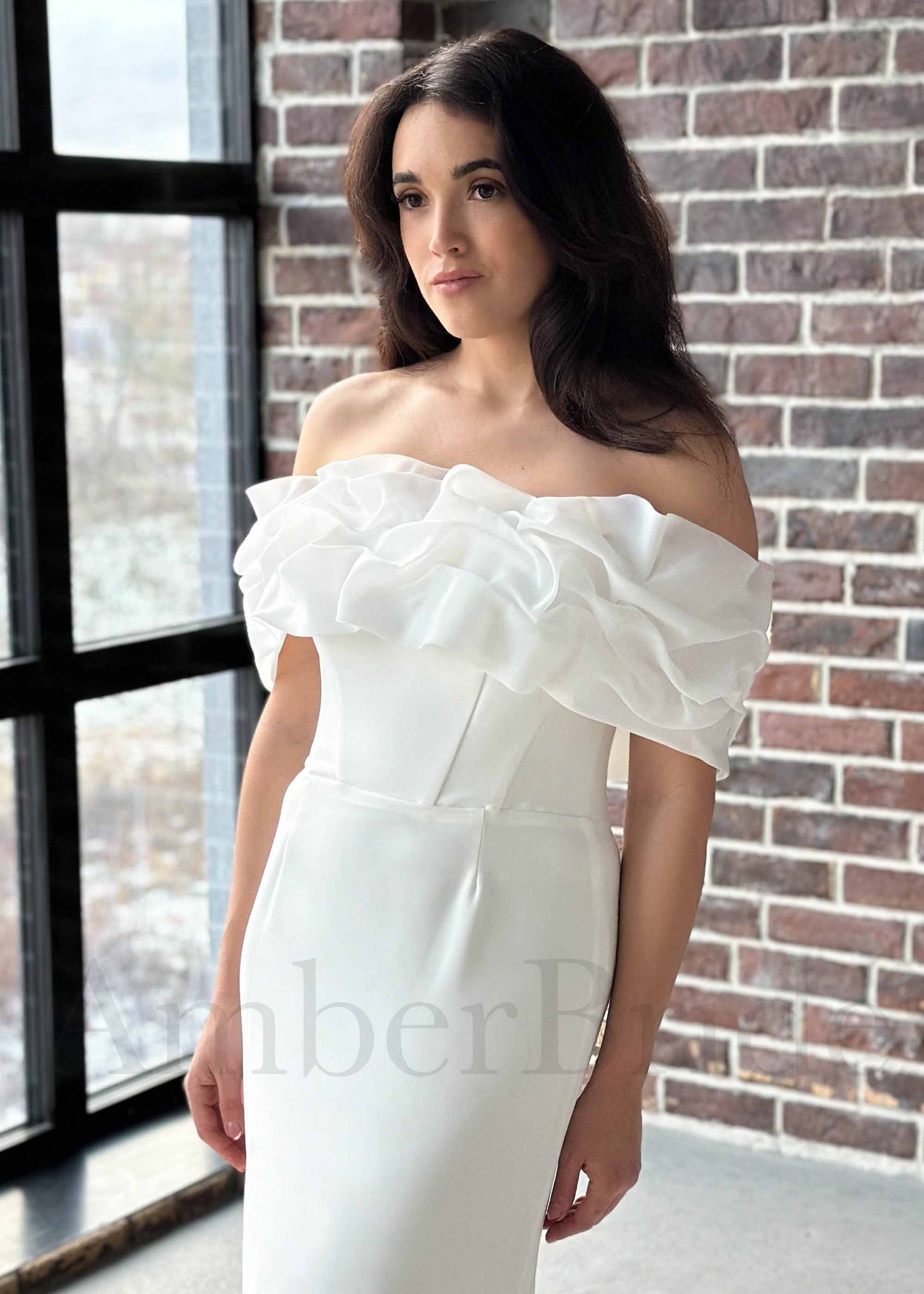 Strapless Mermaid Satin Wedding Dress with Off Shoulder Design