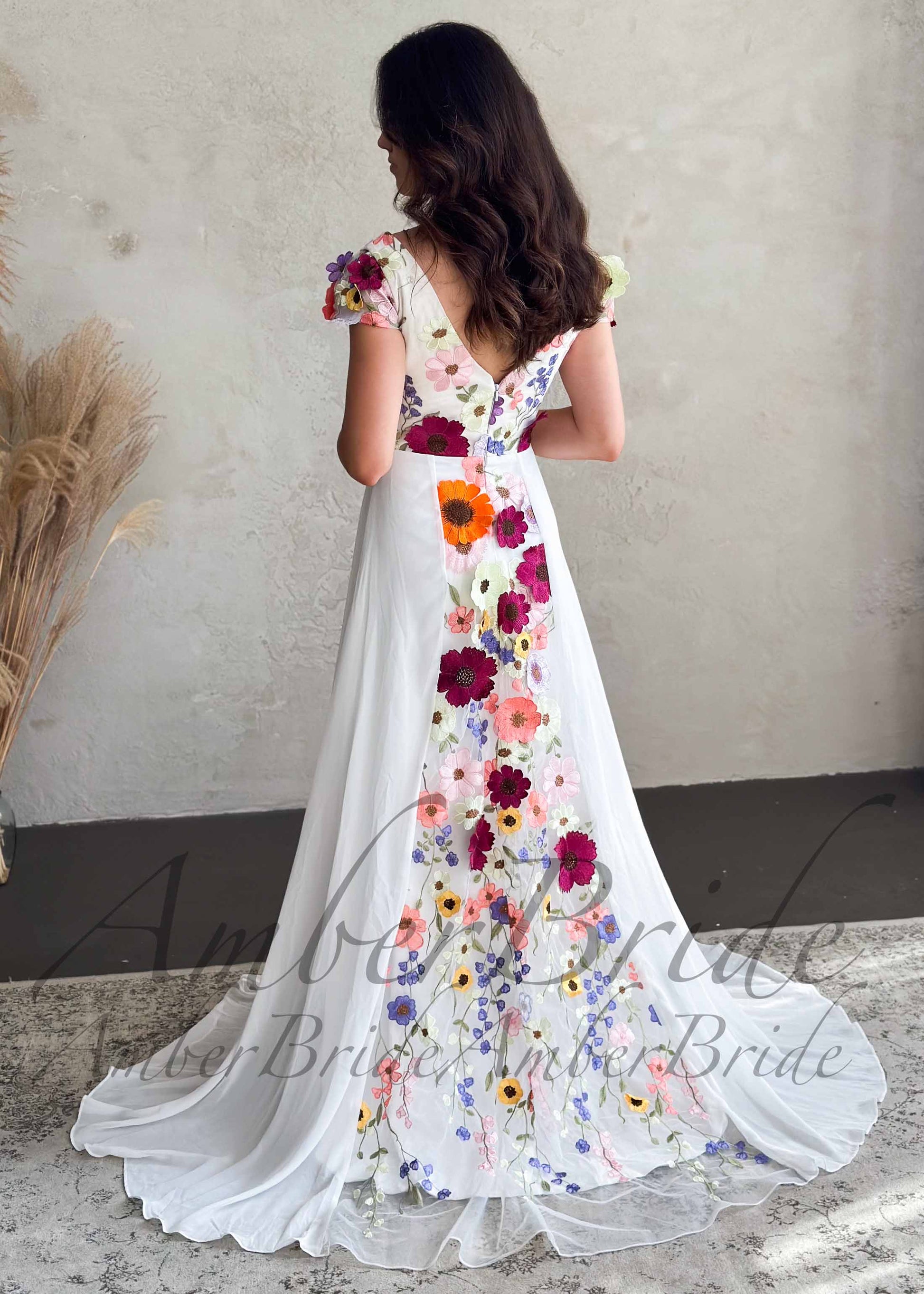boho colorful wedding dress Lily Colorful Lace Wedding Dress | Celebration of Individuality