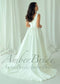 Square Neck Satin A-Line Wedding Dress with Basque Waistline and Corset Back