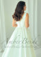 Square Neck Satin A-Line Wedding Dress with Basque Waistline and Corset Back