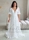 Elegant Lace A-Line Wedding Dress with Detachable Sleeves