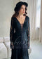 Bohemian Black Lace Wedding Dress with Fringe Sleeves