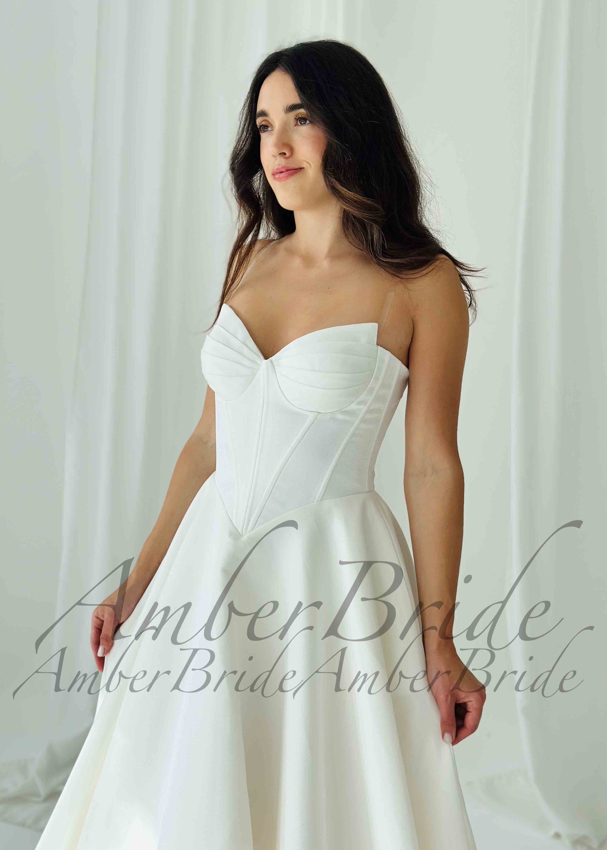 STOCK SELL-OUT: Shimmering Satin Wedding Gown with Sweetheart Neckline