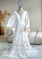 Elegant Flowy Chiffon Wedding Dress with Long Puffy Sleeve and Open Back