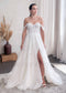 Romantic A Line Tulle Wedding Dress with Detachable Off Shoulder Sleeves