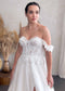 Romantic A Line Tulle Wedding Dress with Detachable Off Shoulder Sleeves