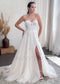 Romantic A Line Tulle Wedding Dress with Detachable Off Shoulder Sleeves
