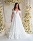 STOCK SELL-OUT: Romantic A-Line Lace Wedding Dress with Off-Shoulder Sleeves and Deep V-Neckline