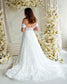 STOCK SELL-OUT: Romantic A-Line Lace Wedding Dress with Off-Shoulder Sleeves and Deep V-Neckline