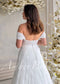 Romantic A-Line Lace Wedding Dress with Off-Shoulder Sleeves and Deep V-Neckline