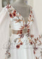 Bohemian Rust Floral Embroidered Wedding Dress with Dramatic Wing Sleeves