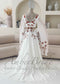 Bohemian Rust Floral Embroidered Wedding Dress with Dramatic Wing Sleeves