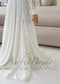 Minimalist Chiffon A-Line Wedding Dress with Lace Slit and Bishop Sleeves