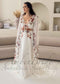 Bohemian Rust Floral Embroidered Wedding Dress with Dramatic Wing Sleeves