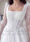Romantic Basque Waist A-Line Wedding Dress with Long Lace Sleeves