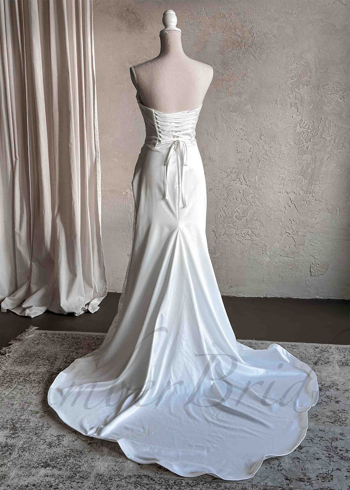 Strapless Satin Mermaid Wedding Dress with Lace Details