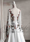 Embroidered Floral Details with Cape Sleeves and Chiffon Skirt
