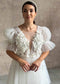 Knee-Length Backless Tulle Dress with 3D Flower Appliques and Artificial Pearls