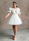 Knee-Length Backless Tulle Dress with 3D Flower Appliques and Artificial Pearls