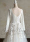 STOCK SELL-OUT: Simple A-Line Wedding Dress with Floral Appliques and Crepe Top