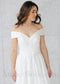 STOCK SELL-OUT: Minimalist A Line Satin Wedding Dress with Off-Shoulder Neckline