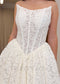 Strapless Full Lace Wedding Dress with Basque Waistline and Long Cathedral Train