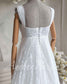 STOCK SELL-OUT: Romantic A-Line Lace Wedding Dress with Off-Shoulder Sleeves and Deep V-Neckline