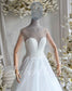 STOCK SELL-OUT: Luxury A-Line Tulle Wedding Dress with Heavy Pearl Beaded Bodice and Long Illusion Sleeves