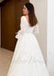 Full Lace Wedding Dress with Long Sleeves, Basque Waistline and Long Train