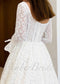 Full Lace Wedding Dress with Long Sleeves, Basque Waistline and Long Train