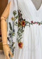 Boho Chiffon A-Line Wedding Dress with Colorful Floral Embroidery and Bell Sleeves