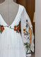 Boho Chiffon A-Line Wedding Dress with Colorful Floral Embroidery and Bell Sleeves