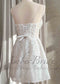 Short Floral Strapless Wedding Reception Dress with Sheath Silhouette