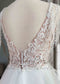 Boho A-Line Wedding Dress with Floral Appliques and Tassel Straps