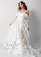 Elegant Satin A-Line Wedding Dress with Off-Shoulder and Sheer Lace Sleeves