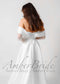 Elegant Satin A-Line Wedding Dress with Off-Shoulder and Sheer Lace Sleeves