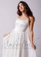 Tea-Length Wedding Reception Dress with Basque Waistline and Satin Bodice