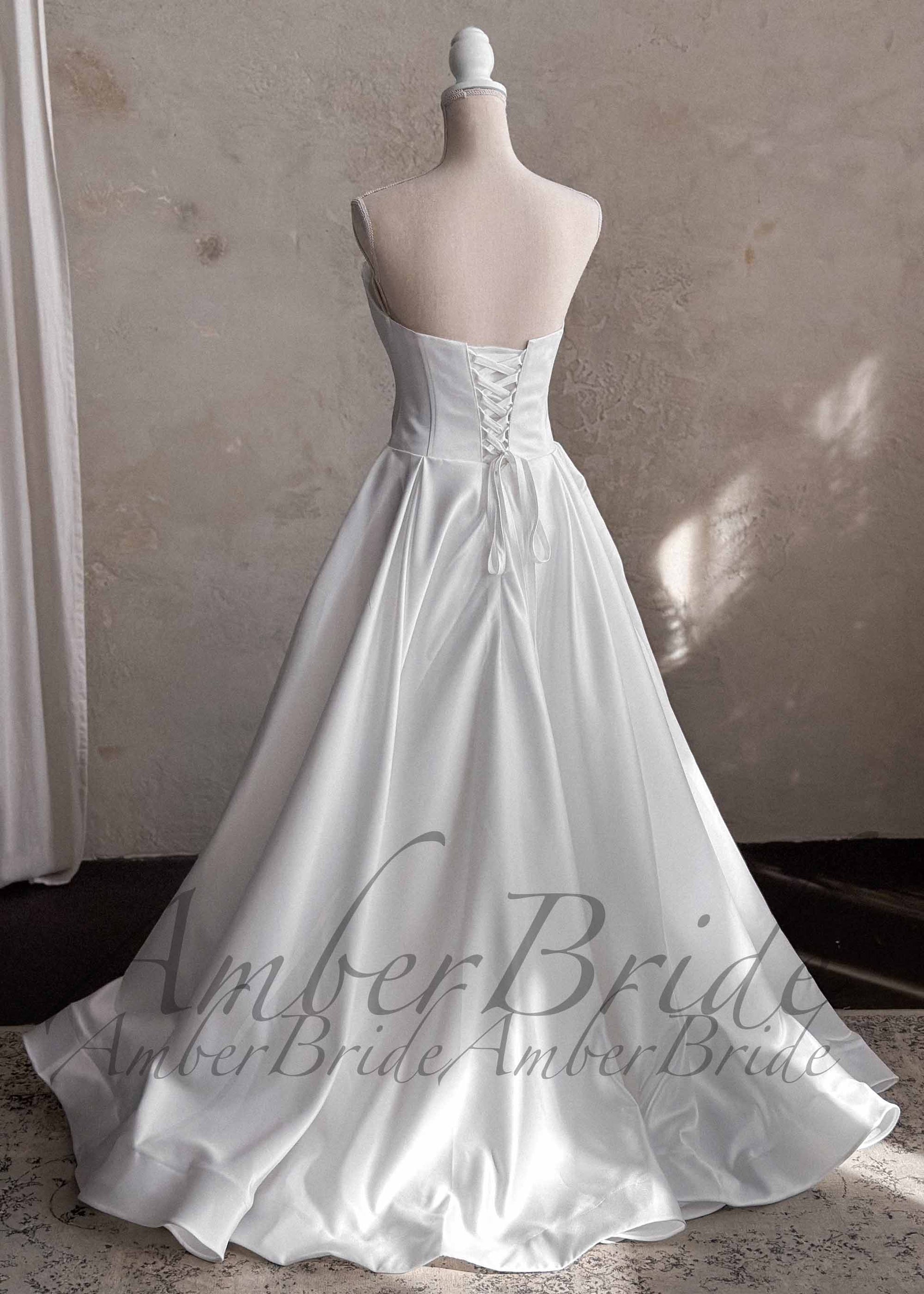 Strapless Satin A-Line Wedding Dress with 3D Florals Strapless Satin A-Line Wedding Dress with 3D Florals