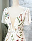 Floral A Line Wedding Dress with Flutter Sleeve and Open Back
