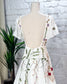 Floral A Line Wedding Dress with Flutter Sleeve and Open Back